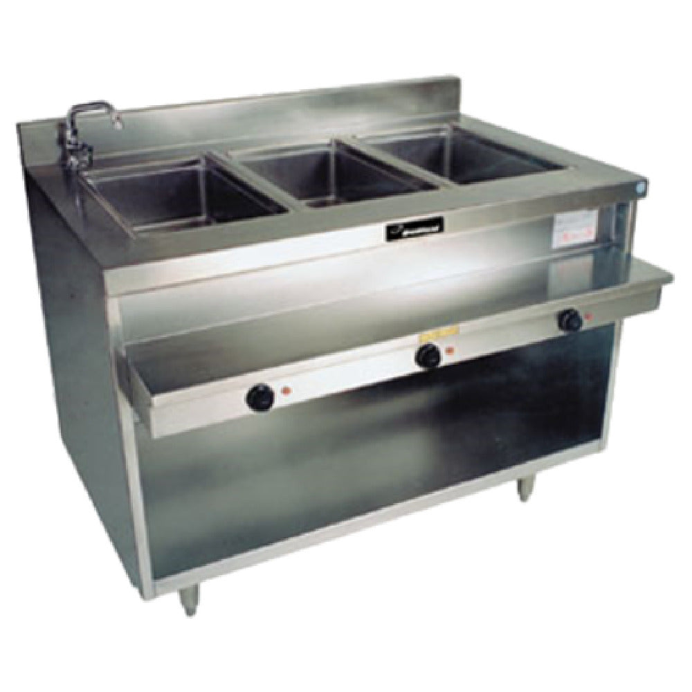 Delfield F14EI348_230/60/1 Hot Food Table Electric With Three Individual 12" X 20" Hot Food Wells Wet/dry