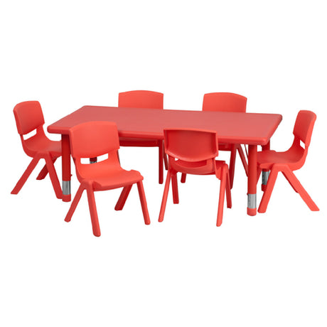 Flash Furniture YU-YCX-0013-2-RECT-TBL-RED-E-GG Preschool Activity Table Set Includes (1) Table: 48"W X 24"D X 14-1/2" 23-3/4" Adjustable Height