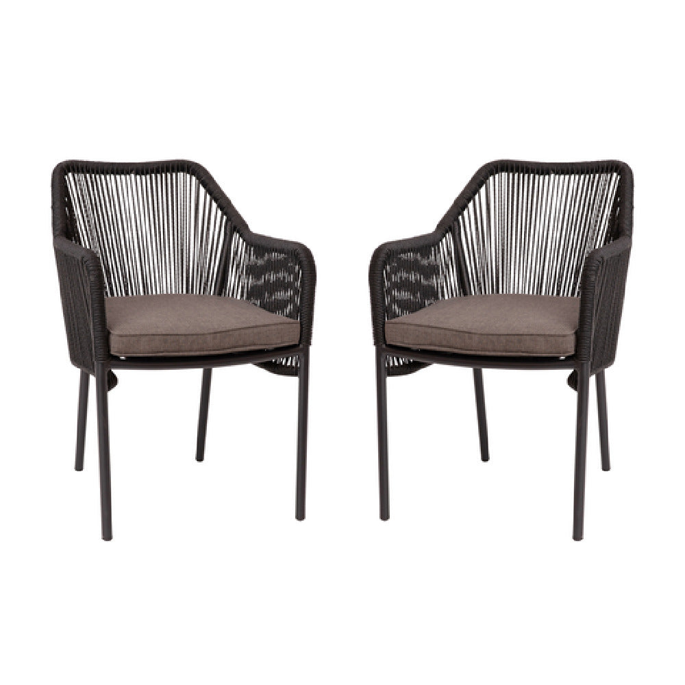 Flash Furniture SDA-AD892006-BK-2-GG Kallie Patio Chairs Woven Back And Seat Aluminum Frame