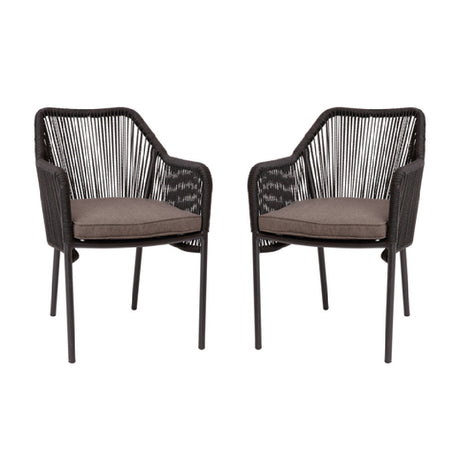 Flash Furniture SDA-AD892006-BK-2-GG Kallie Patio Chairs Woven Back And Seat Aluminum Frame