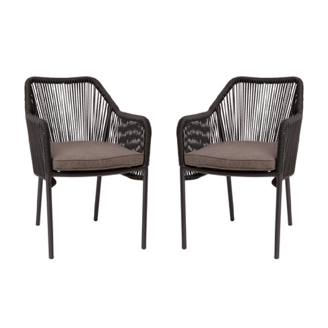 Flash Furniture SDA-AD892006-BK-2-GG Kallie Patio Chairs Woven Back And Seat Aluminum Frame