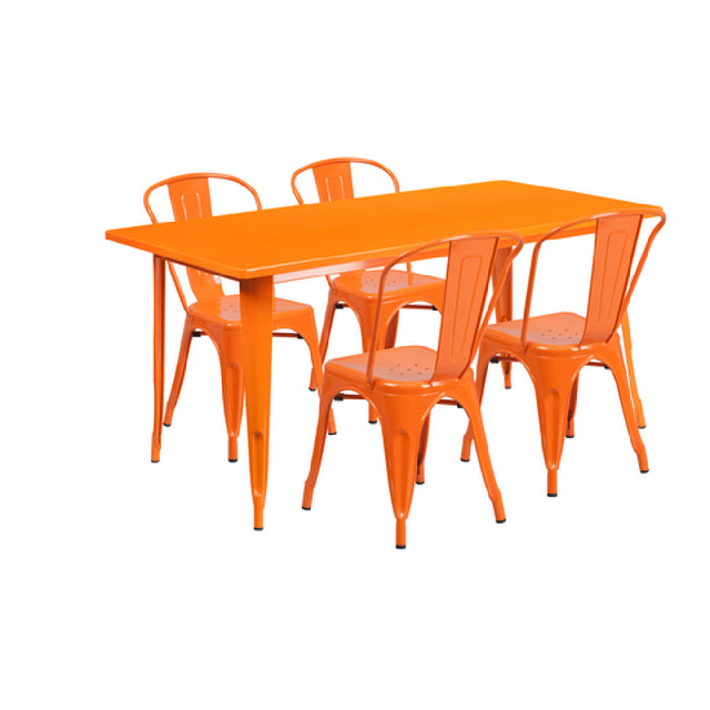 Flash Furniture ET-CT005-4-30-OR-GG Table And Chair Set Includes (1) 63"W X 31-1/2"D X 29-1/2"H Table