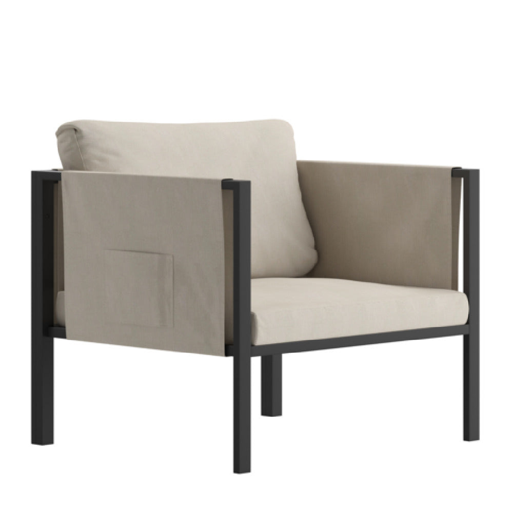 Flash Furniture GM-201108-1S-GY-GG Lea Patio Chair 300 Lb. Weight Capacity Fabric Back And Seat Cushions