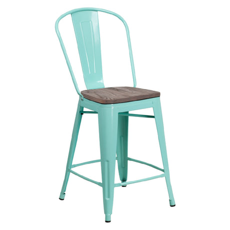 Flash Furniture ET-3534-24-MINT-WD-GG Bar Stool 500 Lb. Weight Capacity Counter Height