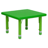 Flash Furniture YU-YCX-002-2-SQR-TBL-GREEN-GG Preschool Activity Table 24"W X 24"D X 14-1/2" To 23-3/4" Adjustable Height