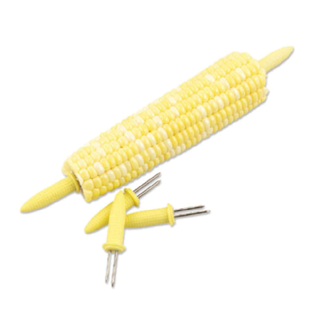 Alegacy Foodservice Products 1522 Corn Holder 2-1/2"L Yellow Handles With Nickel Prongs