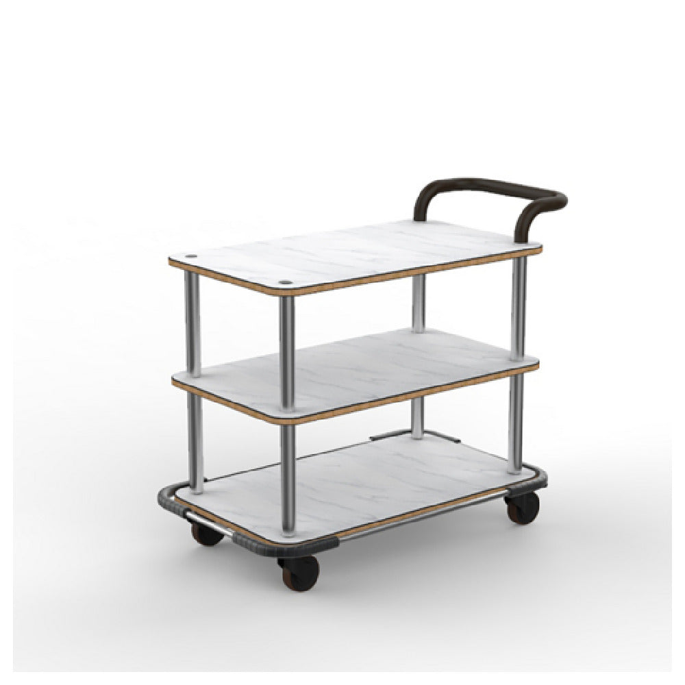 Steelite MGCRNX11CBXX Mogogo Rollin Service Cart With Leather Handle And Heavy Duty Bumper White Carrera Brushed Brass