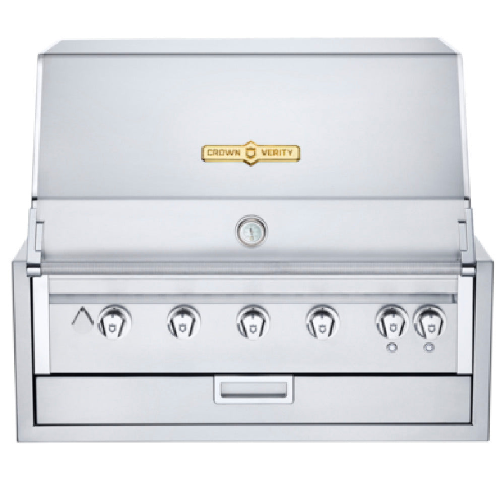 Crown Verity IBI36-LT Infinite Series 36" Built-In Outdoor Charbroiler Grill (5) 14750 BTUH Stainless Steel Burners