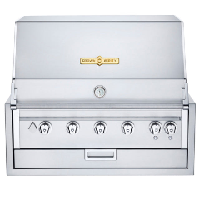 Crown Verity IBI36-LT Infinite Series 36" Built-In Outdoor Charbroiler Grill (5) 14750 BTUH Stainless Steel Burners