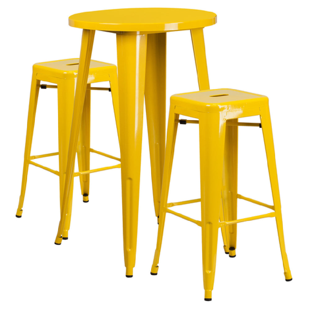 Flash Furniture CH-51080BH-2-30SQST-YL-GG Table And Bar Stool Set Includes (1) 24" Dia. X 41"H Table