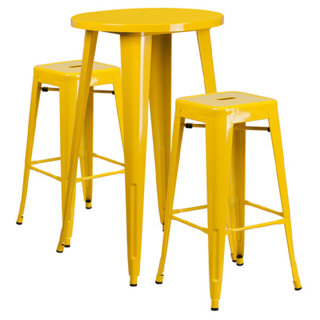 Flash Furniture CH-51080BH-2-30SQST-YL-GG Table And Bar Stool Set Includes (1) 24" Dia. X 41"H Table