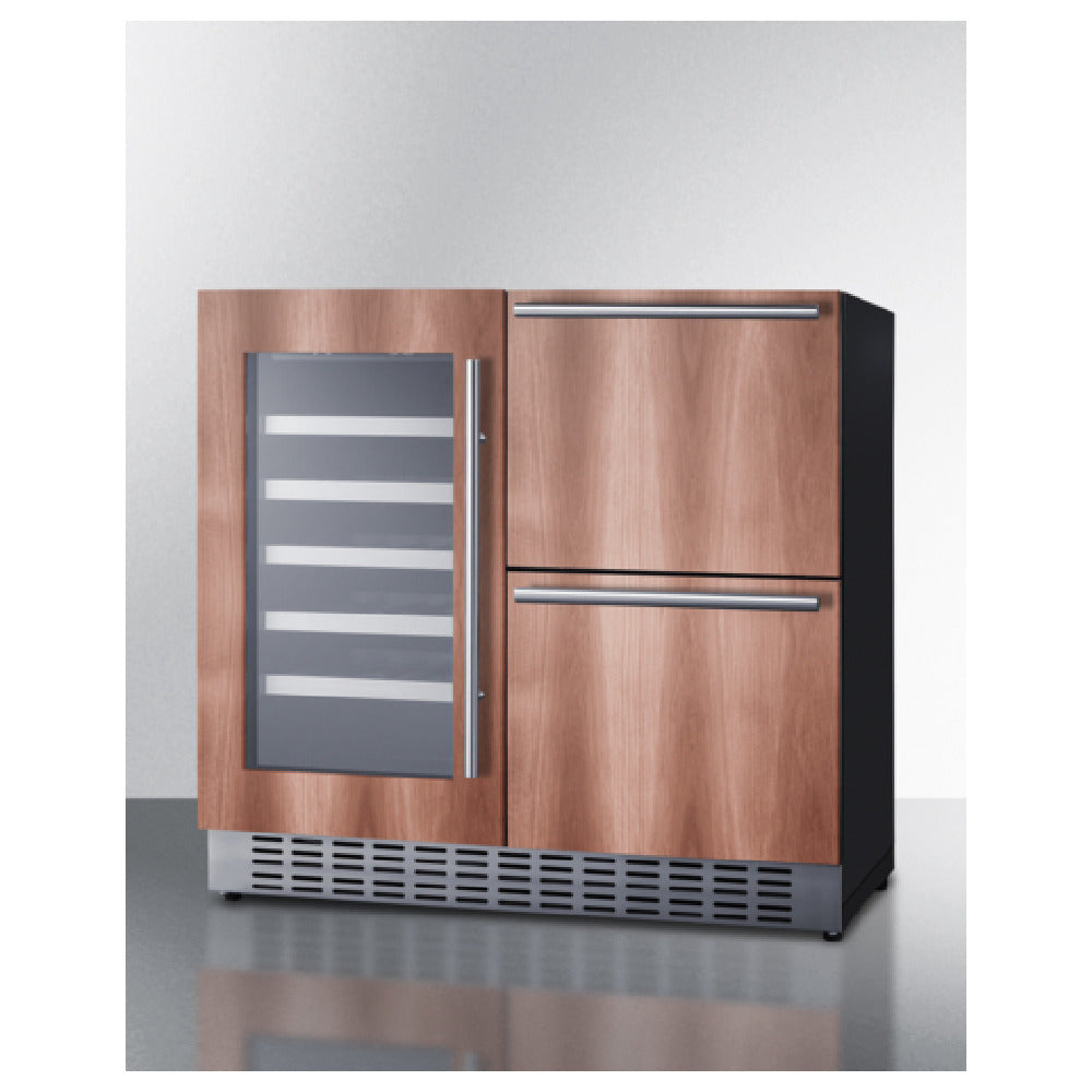 Summit SWCDAR36UCPNR - Combination Wine Cellar & 2-Drawer Refrigerator, 36" Wide