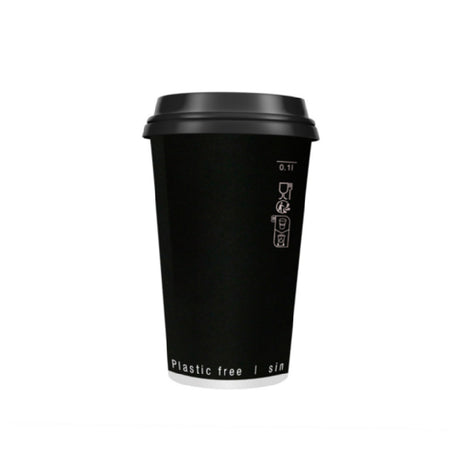 PacknWood 210GCDW12N - Black Double Wall Paper Cup Without Plastic, 12oz, 3.5" D X 4.3" H
