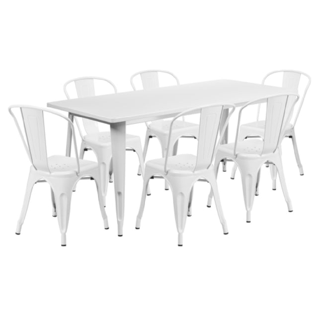 Flash Furniture ET-CT005-6-30-WH-GG Table And Chair Set Includes (1) 63"W X 31-1/2"D X 29-1/2"H Table