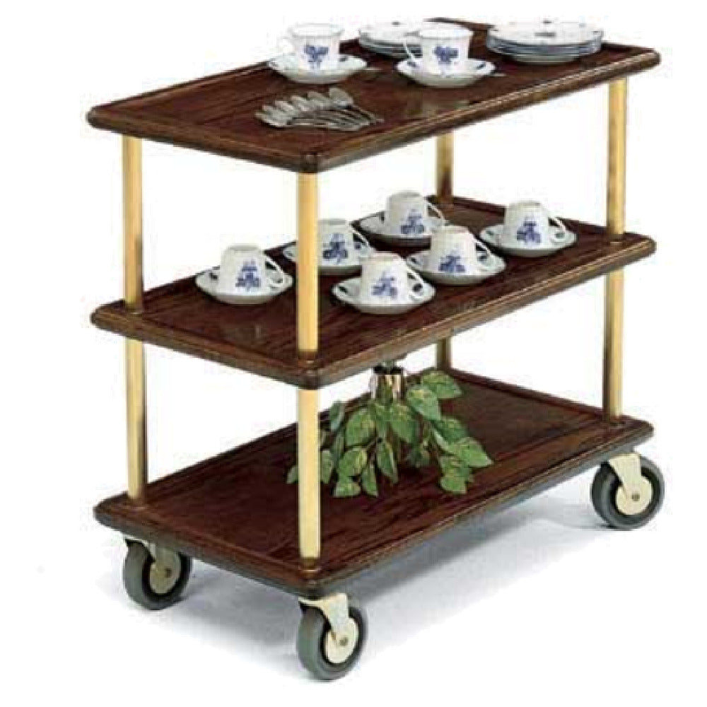 Forbes Industries 5530 Service Cart (3) Wood Veneer Shelves Raised Solid Wood Molding