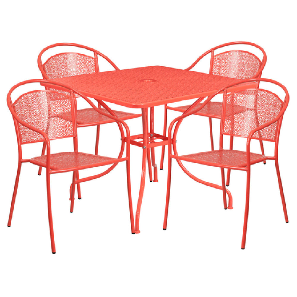 Flash Furniture CO-35SQ-03CHR4-RED-GG Patio Table Set Includes (1) Table: 35-1/2"W X 35-1/2"D X 28-3/4"H