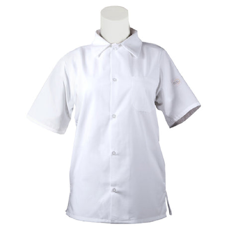 Mercer Culinary M60200WHS Millennia® Unisex Cook Shirt (5) Traditional Buttons Mesh Back