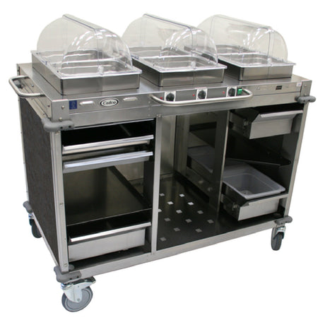 Cadco CBC-HHH-L3 MobileServ® Mobile Hot Buffet Cart (3) Hot Full Size Buffet Servers