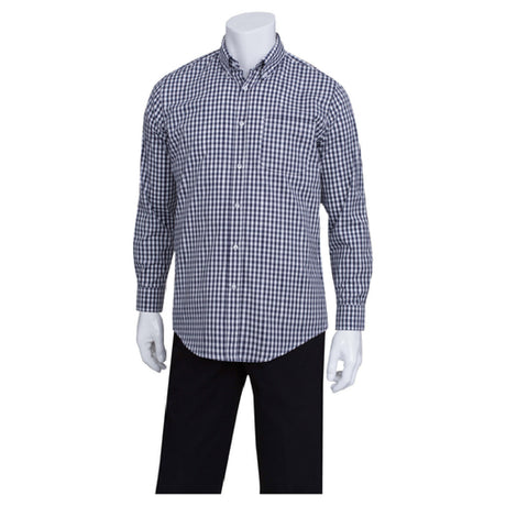 Chef Works D500BWK3XL Men's Gingham Dress Shirt Long Sleeves 2-button Cuffs