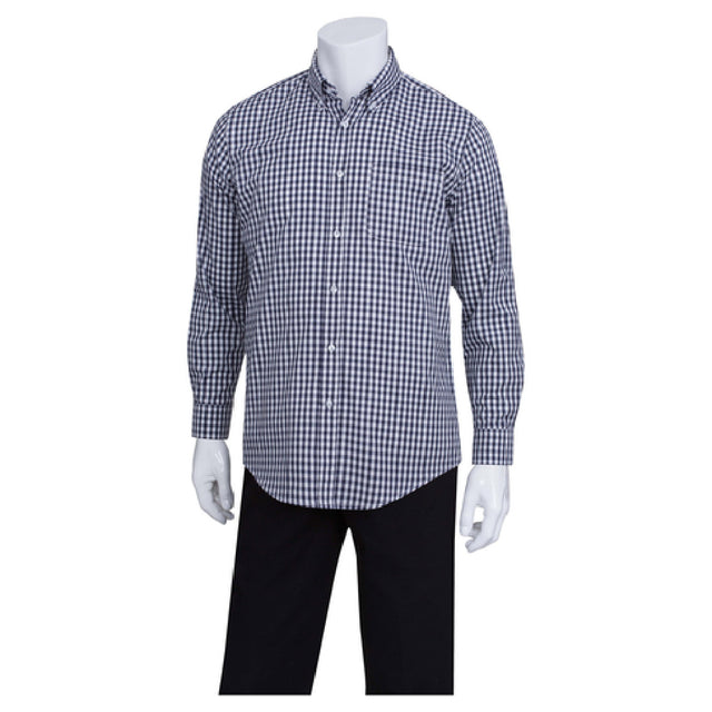 Chef Works D500-BWK-3XL Men's Gingham Dress Shirt Long Sleeves 2-button Cuffs