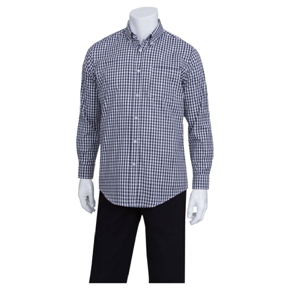 Chef Works D500BWKL Men's Gingham Dress Shirt Long Sleeves 2-button Cuffs