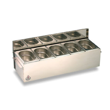 Matfer 511510 Condibox 23"L X 8"W X 5-1/2"H Includes: (5) Stainless Steel GN 1/9 Containers