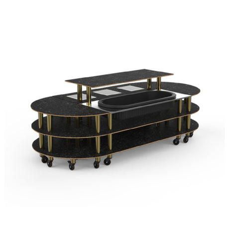 Steelite MGCMLD20MBXW Modular Hot And Cold Market W Large Ice Bin Marble Blk Brushed Brass On Casters