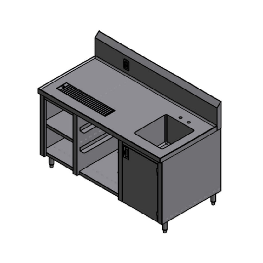 Winholt STCT-GRS3060-GFI-BC-R - Beverage Counter, 60"W X 30"D X 34"H, 14/304 Stainless Steel Top With Marine Edge Across Front & Sides