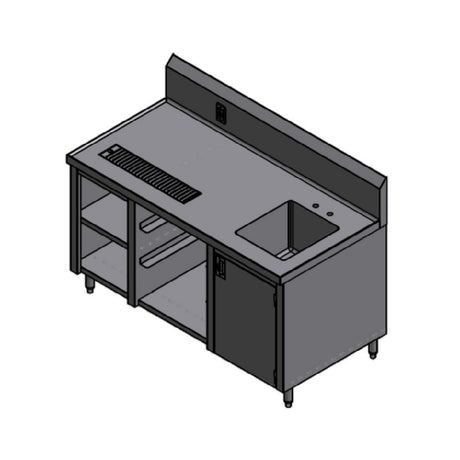 Winholt STCT-GRS3060-GFI-BC-R - Beverage Counter, 60"W X 30"D X 34"H, 14/304 Stainless Steel Top With Marine Edge Across Front & Sides