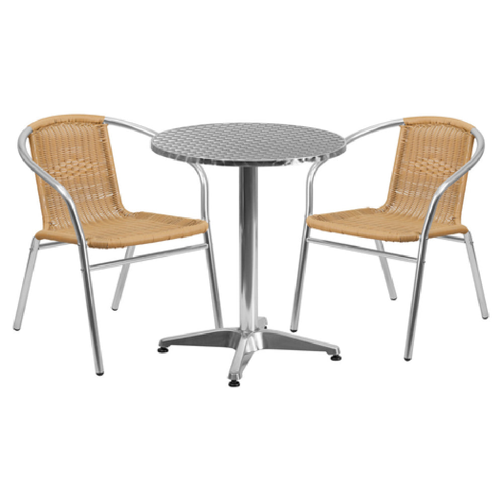 Flash Furniture TLH-ALUM-24RD-020BGECHR2-GG Table & Chair Set Includes (1) 23-1/2" Dia. X 27-1/2"H Table