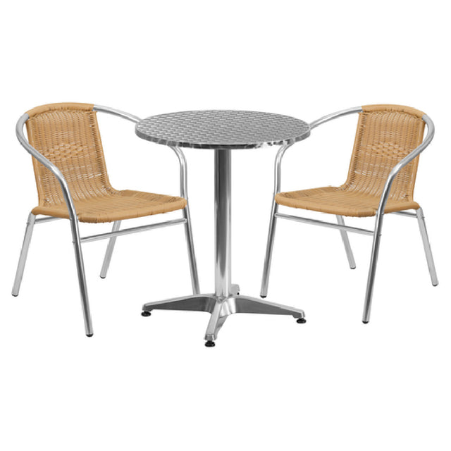 Flash Furniture TLH-ALUM-24RD-020BGECHR2-GG Table & Chair Set Includes (1) 23-1/2" Dia. X 27-1/2"H Table