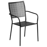 Flash Furniture CO-2-BK-GG Patio Stacking Armchair Square Back Flower Design Back And Seat