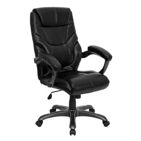 Flash Furniture GO-724H-BK-LEA-GG Overstuffed Executive Swivel Office Chair 41-1/2" To 45" Adjustable Height