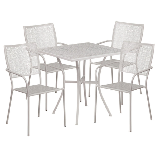 Flash Furniture CO-28SQ-02CHR4-SIL-GG Patio Table Set Includes (1) Table: 28"W X 28"D X 28-1/4"H