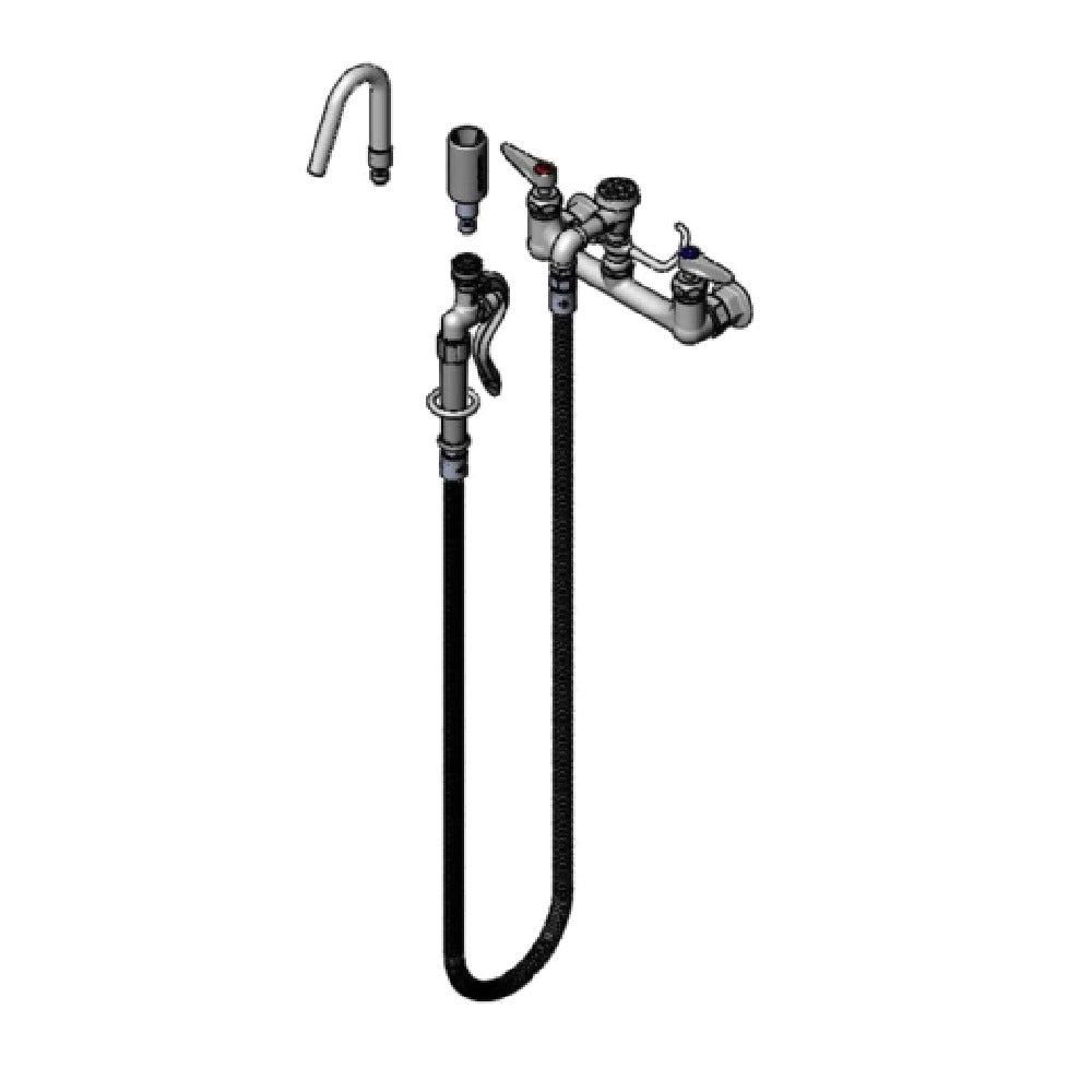 T&S Brass B-0613 Pot & Kettle Filler Faucet Wall Mount Mixing Faucet With 8" Adjustable Centers