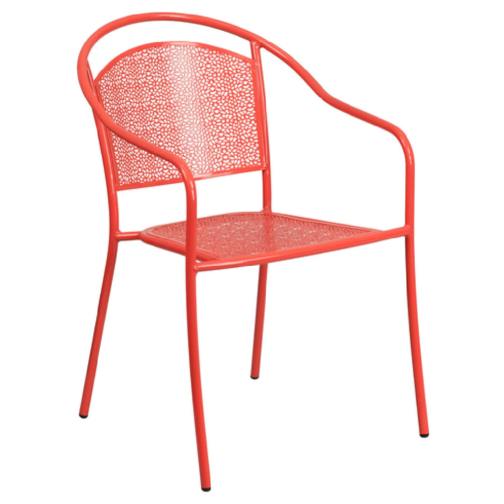 Flash Furniture CO-3-RED-GG Patio Stacking Armchair Curved Round Back Rain Flower Seat And Back Design