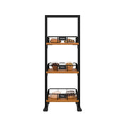 Koolmore KM-SDW-3SOP - Wooden Vertical Display Case, 12"W X 12"D X 31"H, (3) Eucalyptus-wood Shelves With Guard Rails