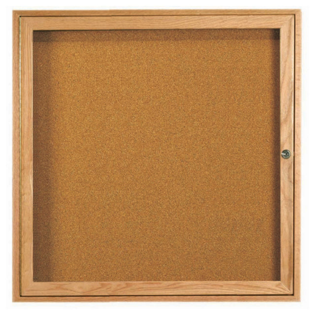 Aarco OBC3636R Red Oak Bulletin Board 36"W X 36"H Enclosed