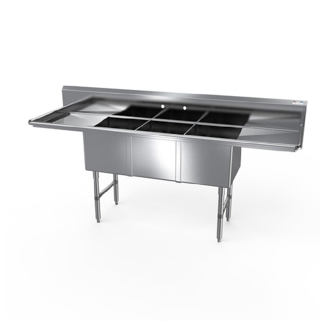 NBR Equipment 3SS-162014LR36 Premium Sink Three-compartment 123-1/4"W X 25-1/2"D X 44-1/16"H Overall Size