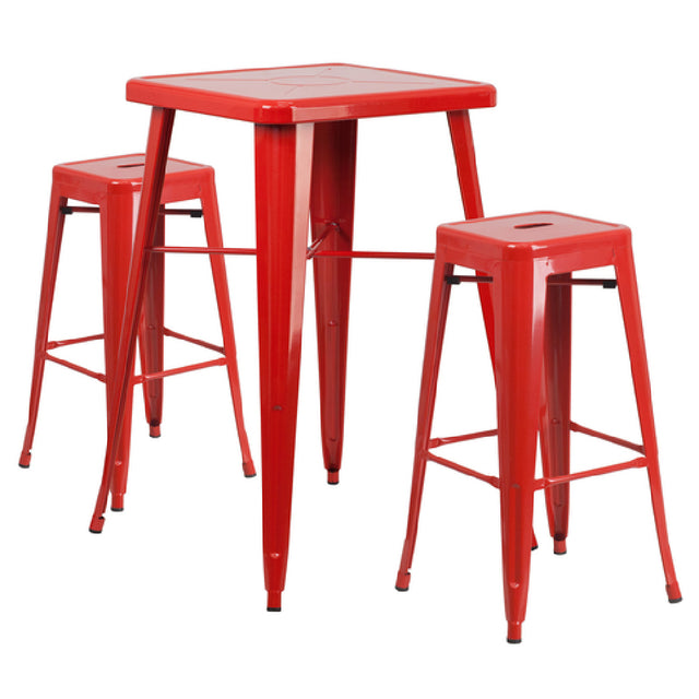 Flash Furniture CH-31330B-2-30SQ-RED-GG Table And Bar Stool Set Includes (1) 27-3/4"W X 27-3/4"D X 40"H Table