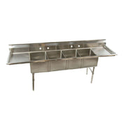 Klinger's Trading ECS42D Economy Sink Four Compartment 100"W X 25-1/2"D X 41"H