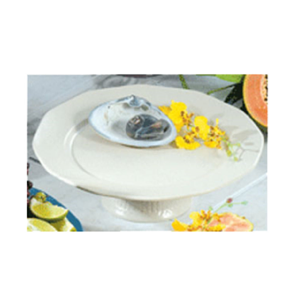Bon Chef 90979059BLKSPKLD - Prism Pedestal Underliner Plate, 13", Aluminum With Ceramic-look Coating
