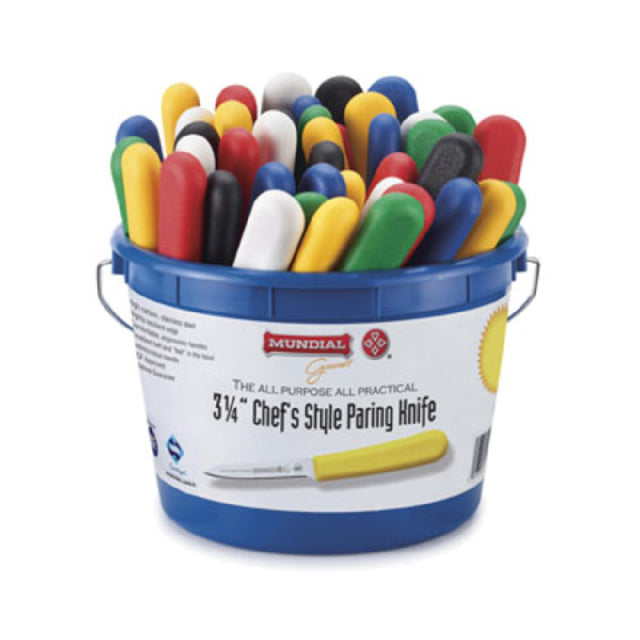 Mundial 5601-MULTIBKT - Chef's Style Paring Knife, 3-1/4", Priced Per 48-piece Bucket