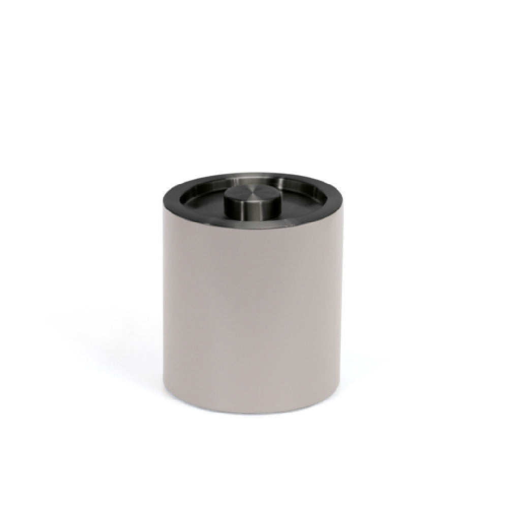 FOH RIB061BEL21 2qt Round London Ice Bucket Stone With Matte Black Lid Includes One RIB014BEL21-BTM 2qt London Ice Bucket Base Stone