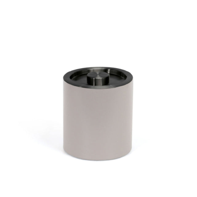 FOH RIB061BEL21 2qt Round London Ice Bucket Stone With Matte Black Lid Includes One RIB014BEL21-BTM 2qt London Ice Bucket Base Stone