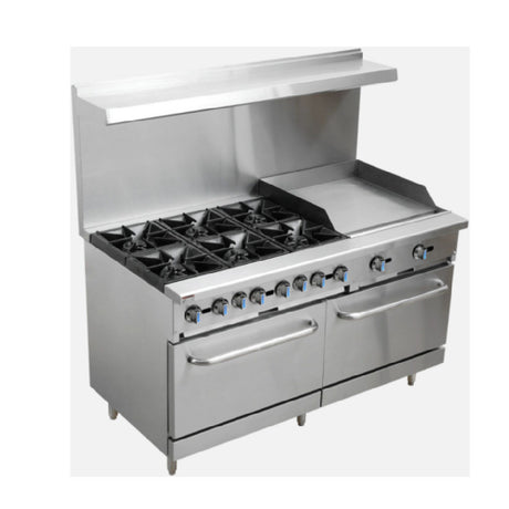 Hurakan By Equip.me HKN-XRFG60O6G24W - Hurakan Gas Range With 24" Griddle (2x30,000 BTU) & Dual Ovens