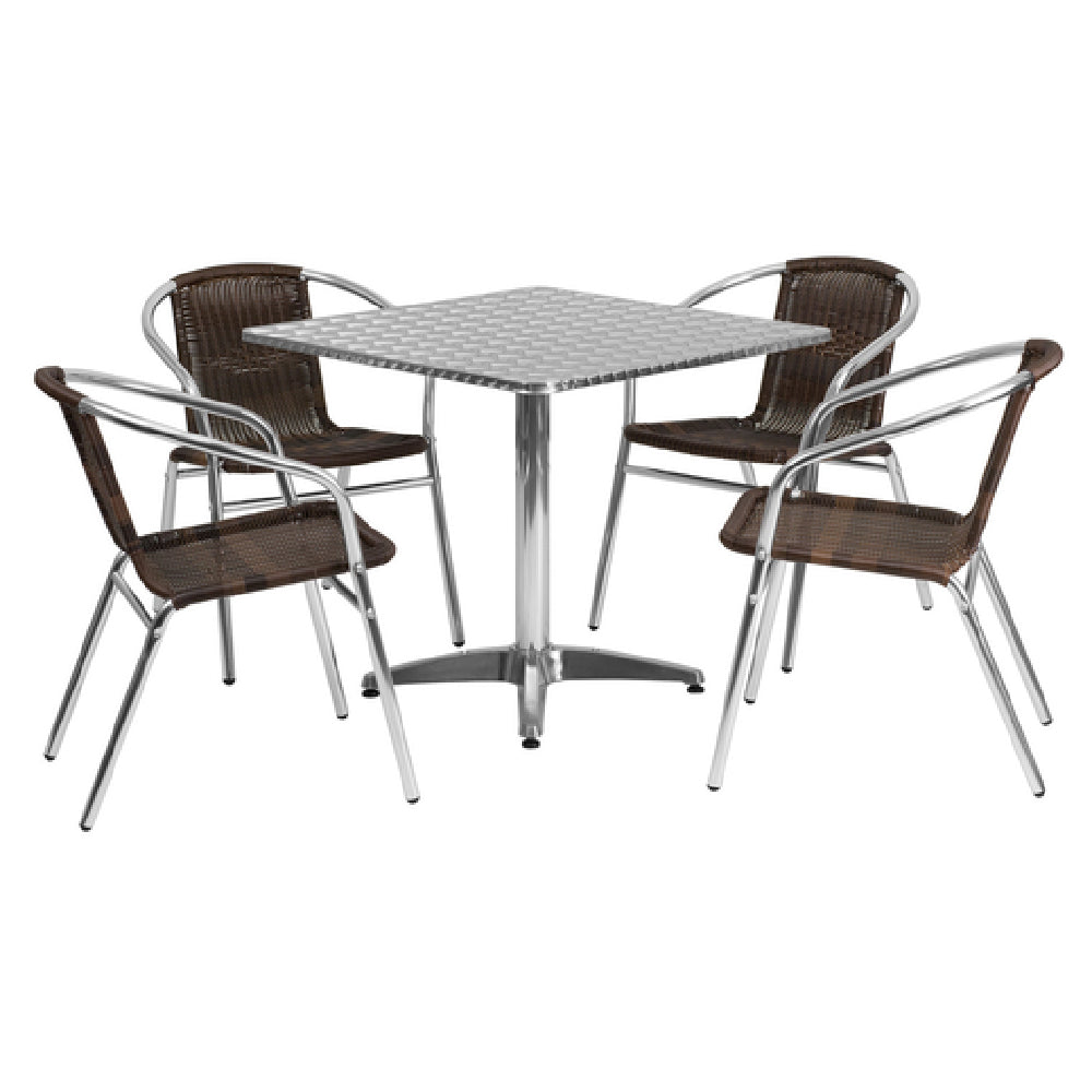 Flash Furniture TLH-ALUM-32SQ-020CHR4-GG Table & Chair Set Includes (1) 31-1/2"W X 31-1/2"D X 27-1/2"H Table