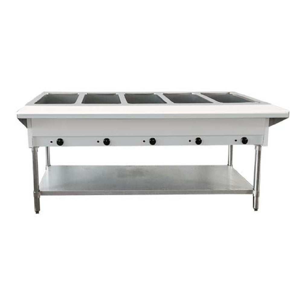 Omcan 47345 (47345) Steam Table With Cutting Board And Undershelf Natural Gas