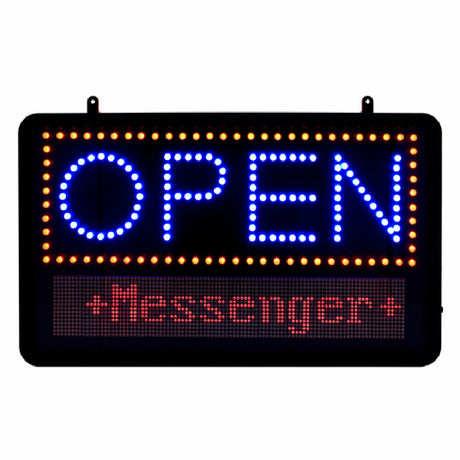 Alpine Industries ALP497-10 LED Open Sign 11"W X 1-1/2"D X 13"H Programmable Up To 99 Messages