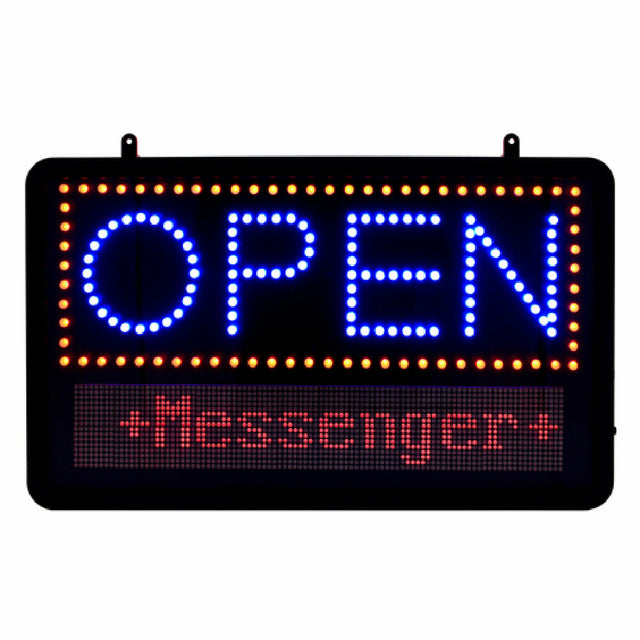 Alpine Industries ALP497-10 LED Open Sign 11"W X 1-1/2"D X 13"H Programmable Up To 99 Messages